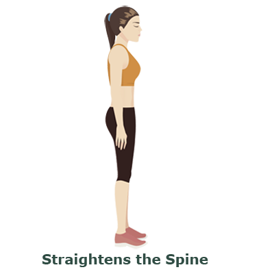 Woman standing erect.